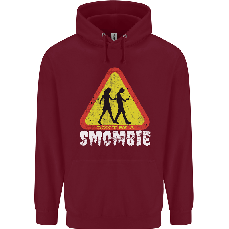 Smombie Antisocial Phone Addict Smartphone Mens 80% Cotton Hoodie Maroon