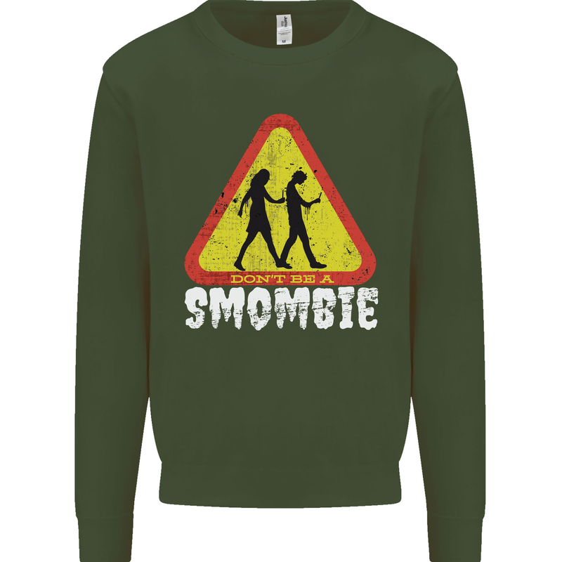 Smombie Antisocial Phone Addict Smartphone Mens Sweatshirt Jumper Forest Green