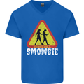 Smombie Antisocial Phone Addict Smartphone Mens V-Neck Cotton T-Shirt Royal Blue