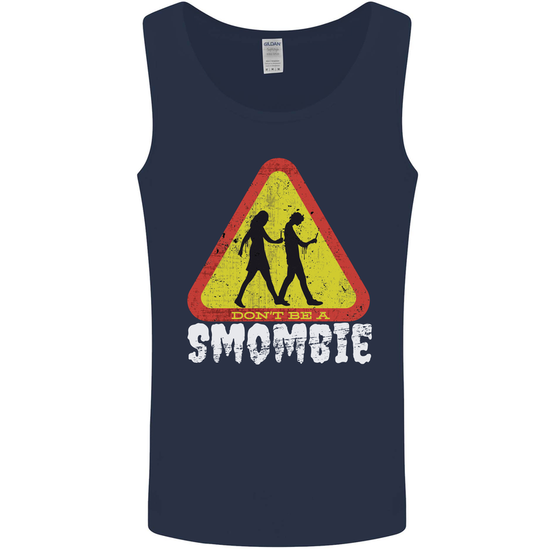 Smombie Antisocial Phone Addict Smartphone Mens Vest Tank Top Navy Blue