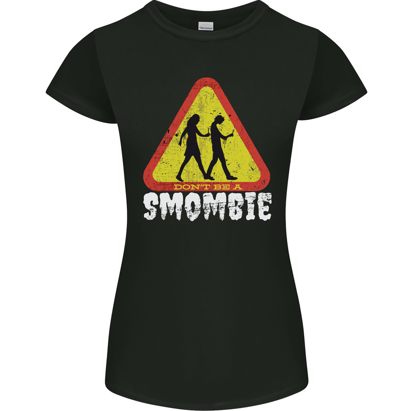 Smombie Antisocial Phone Addict Smartphone Womens Petite Cut T-Shirt Black