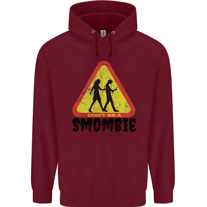 Smombie Antisocial Phone Smartphone Addict Childrens Kids Hoodie Maroon