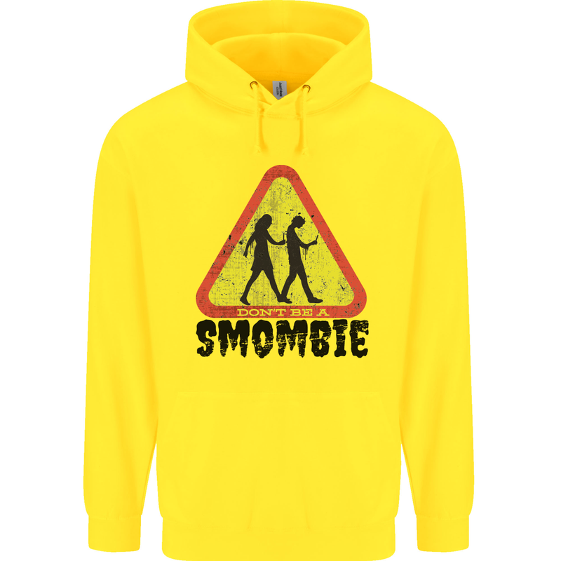 Smombie Antisocial Phone Smartphone Addict Childrens Kids Hoodie Yellow
