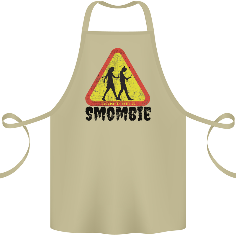 Smombie Antisocial Phone Smartphone Addict Cotton Apron 100% Organic Khaki