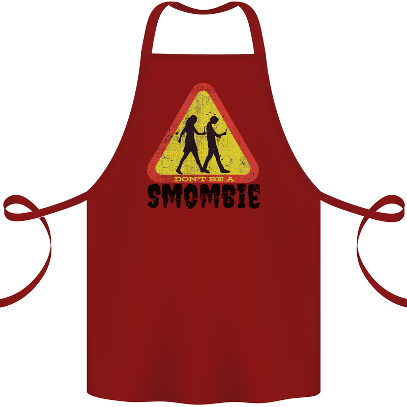 Smombie Antisocial Phone Smartphone Addict Cotton Apron 100% Organic Maroon