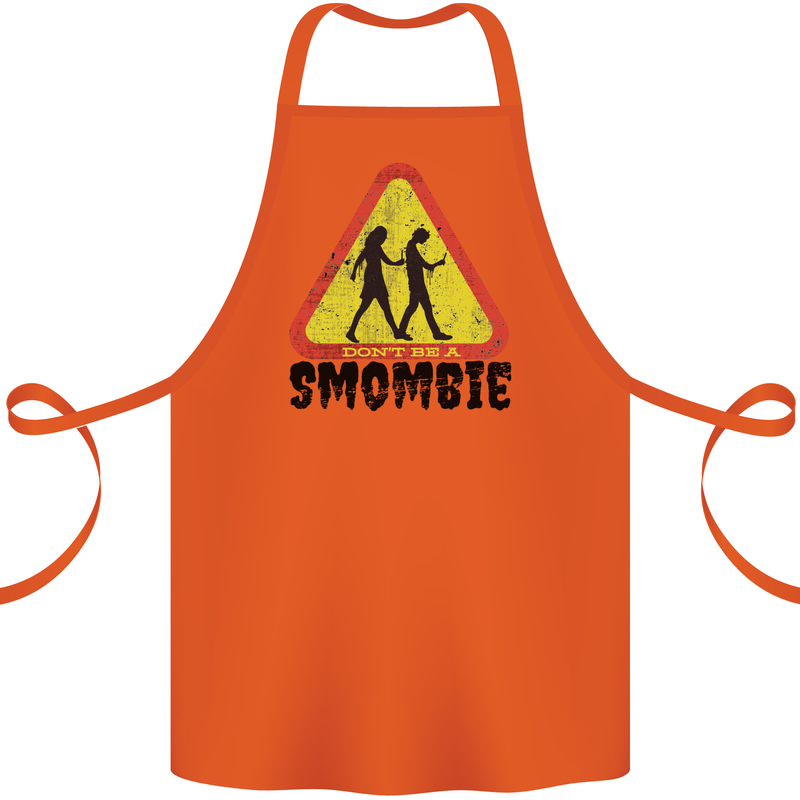 Smombie Antisocial Phone Smartphone Addict Cotton Apron 100% Organic Orange