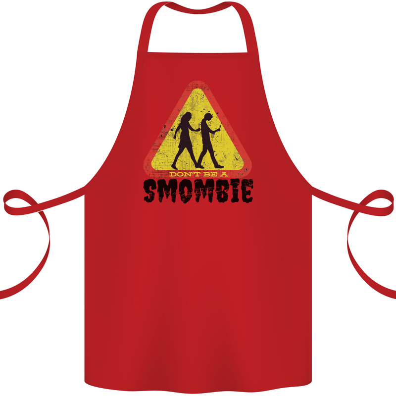 Smombie Antisocial Phone Smartphone Addict Cotton Apron 100% Organic Red