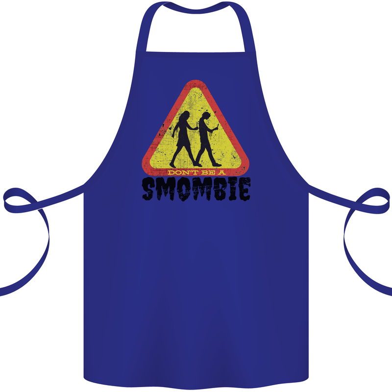 Smombie Antisocial Phone Smartphone Addict Cotton Apron 100% Organic Royal Blue