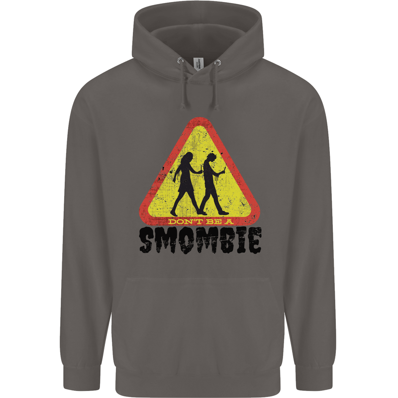 Smombie Antisocial Phone Smartphone Addict Mens 80% Cotton Hoodie Charcoal