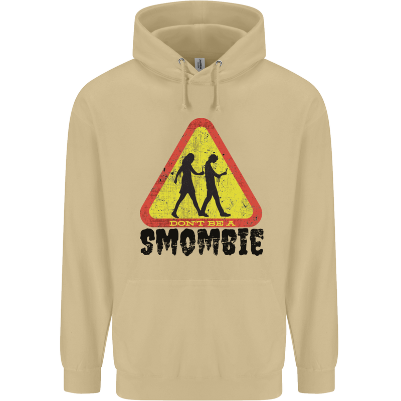 Smombie Antisocial Phone Smartphone Addict Mens 80% Cotton Hoodie Sand