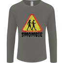 Smombie Antisocial Phone Smartphone Addict Mens Long Sleeve T-Shirt Charcoal