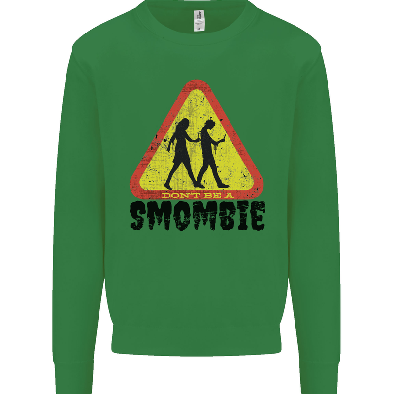 Smombie Antisocial Phone Smartphone Addict Mens Sweatshirt Jumper Irish Green
