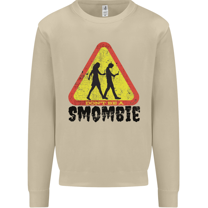 Smombie Antisocial Phone Smartphone Addict Mens Sweatshirt Jumper Sand