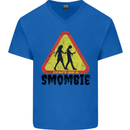Smombie Antisocial Phone Smartphone Addict Mens V-Neck Cotton T-Shirt Royal Blue