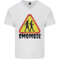 Smombie Antisocial Phone Smartphone Addict Mens V-Neck Cotton T-Shirt White
