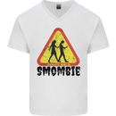 Smombie Antisocial Phone Smartphone Addict Mens V-Neck Cotton T-Shirt White