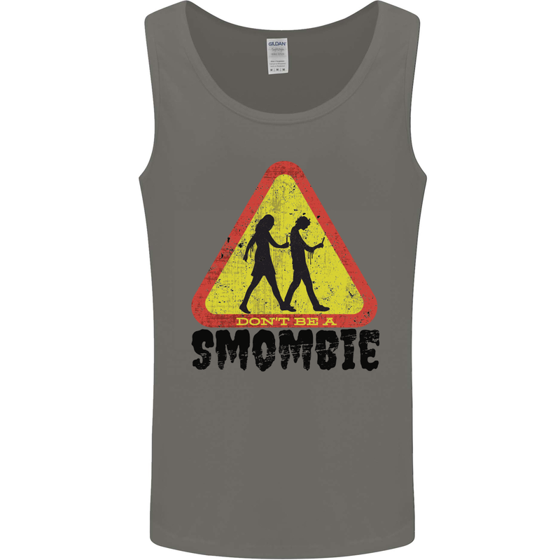 Smombie Antisocial Phone Smartphone Addict Mens Vest Tank Top Charcoal