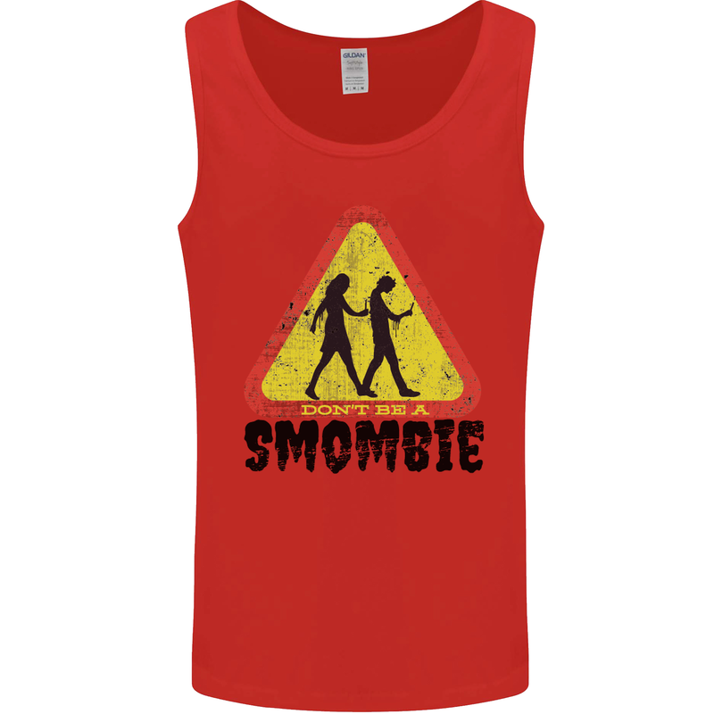 Smombie Antisocial Phone Smartphone Addict Mens Vest Tank Top Red