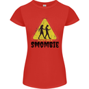 Smombie Antisocial Phone Smartphone Addict Womens Petite Cut T-Shirt Red