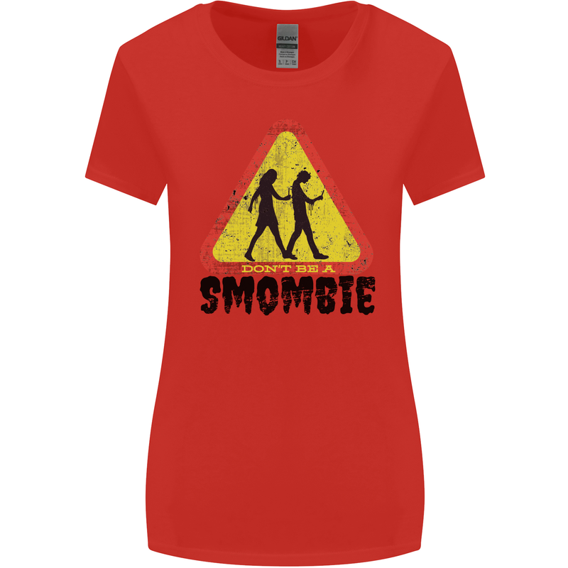 Smombie Antisocial Phone Smartphone Addict Womens Wider Cut T-Shirt Red