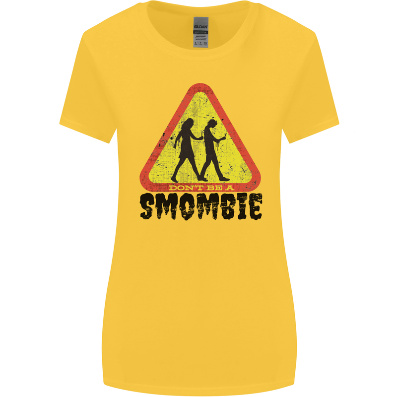 Smombie Antisocial Phone Smartphone Addict Womens Wider Cut T-Shirt Yellow