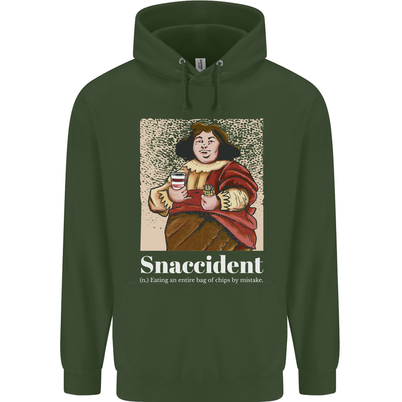 Snaccident Funny Diet  Junk FoodWeight Loss Childrens Kids Hoodie Forest Green