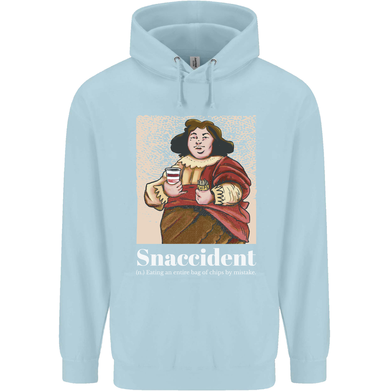 Snaccident Funny Diet  Junk FoodWeight Loss Childrens Kids Hoodie Light Blue