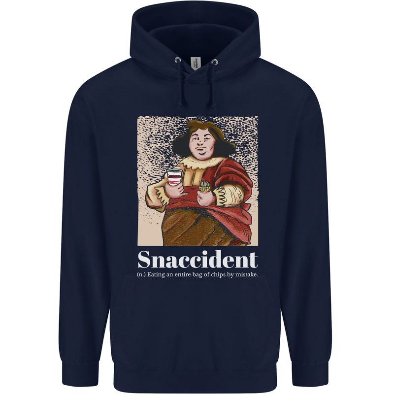 Snaccident Funny Diet  Junk FoodWeight Loss Childrens Kids Hoodie Navy Blue
