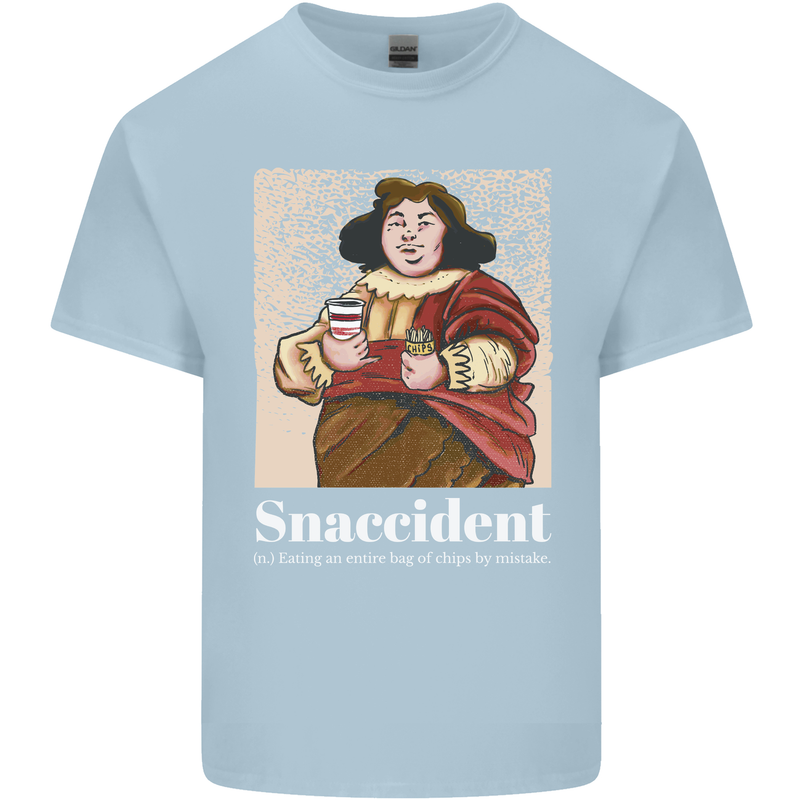 Snaccident Funny Diet  Junk FoodWeight Loss Mens Cotton T-Shirt Tee Top Light Blue