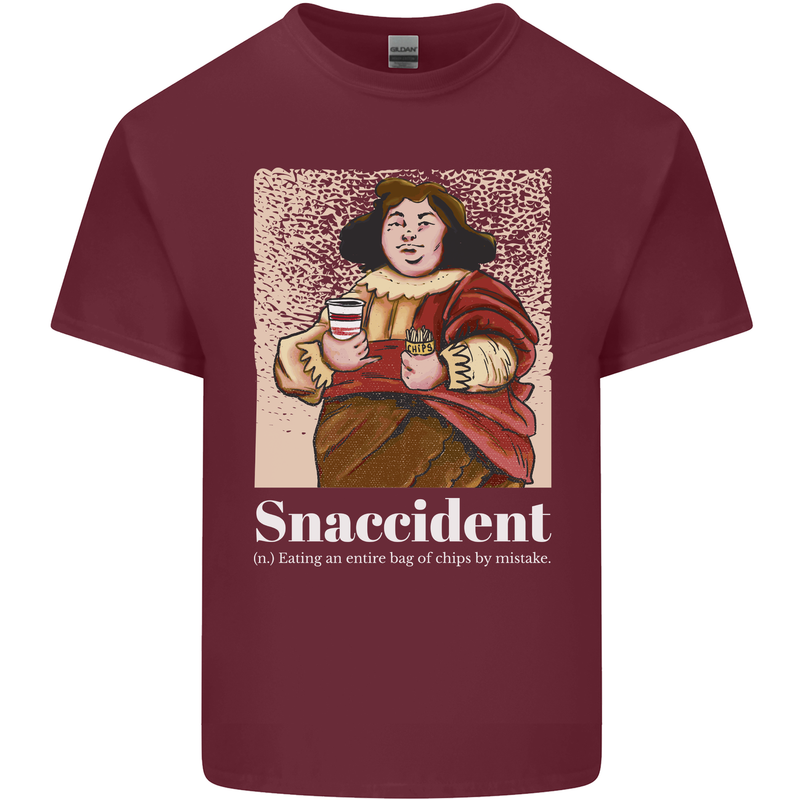 Snaccident Funny Diet  Junk FoodWeight Loss Mens Cotton T-Shirt Tee Top Maroon