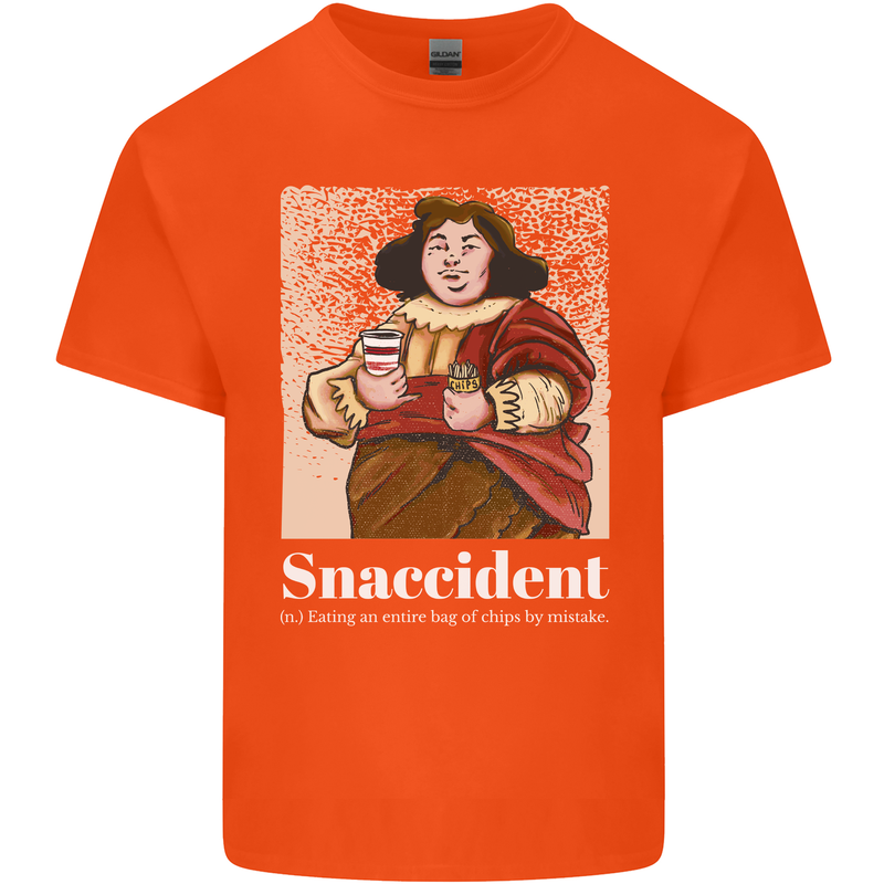 Snaccident Funny Diet  Junk FoodWeight Loss Mens Cotton T-Shirt Tee Top Orange