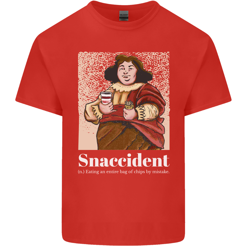 Snaccident Funny Diet  Junk FoodWeight Loss Mens Cotton T-Shirt Tee Top Red