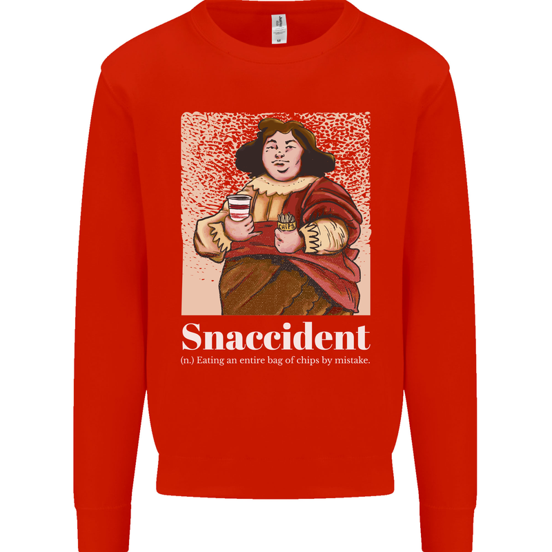 Snaccident Funny Diet  Junk FoodWeight Loss Mens Sweatshirt Jumper Bright Red