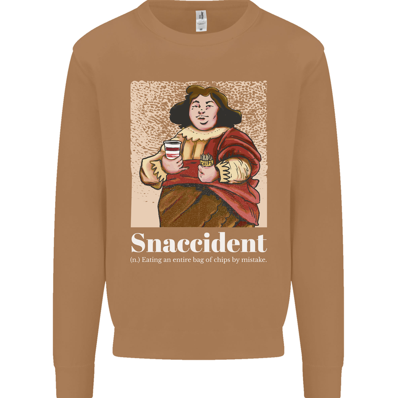 Snaccident Funny Diet  Junk FoodWeight Loss Mens Sweatshirt Jumper Caramel Latte