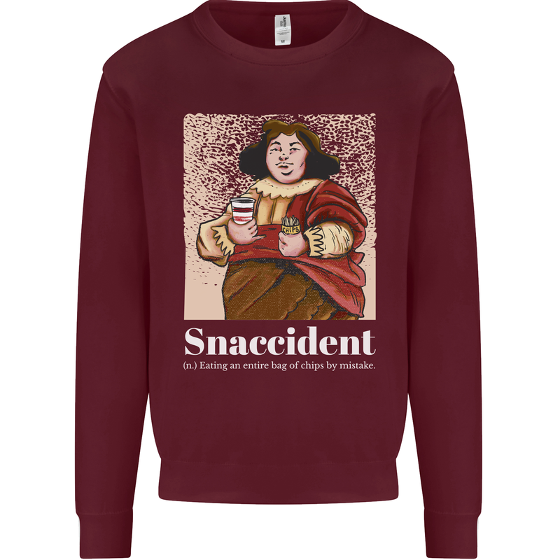 Snaccident Funny Diet  Junk FoodWeight Loss Mens Sweatshirt Jumper Maroon