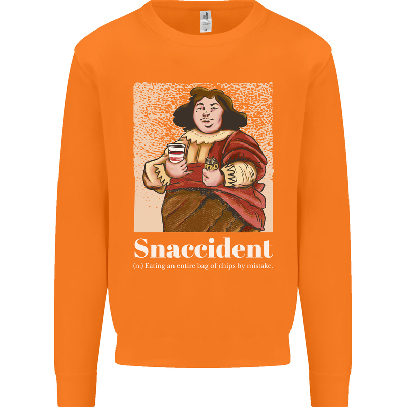 Snaccident Funny Diet  Junk FoodWeight Loss Mens Sweatshirt Jumper Orange