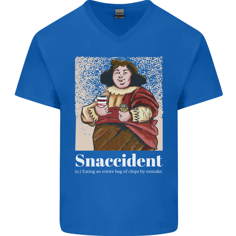 Snaccident Funny Diet  Junk FoodWeight Loss Mens V-Neck Cotton T-Shirt Royal Blue
