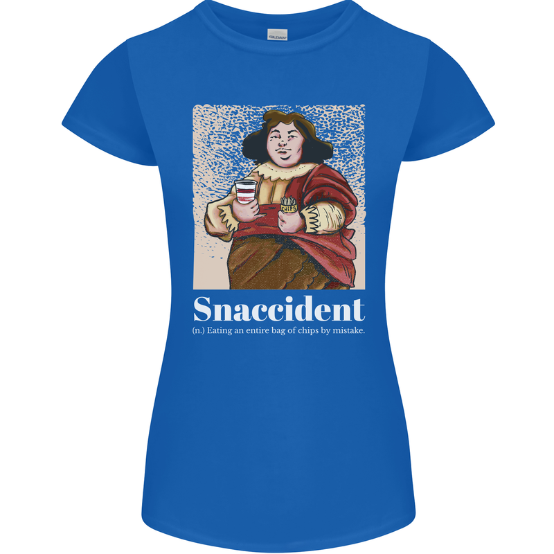 Snaccident Funny Diet  Junk FoodWeight Loss Womens Petite Cut T-Shirt Royal Blue