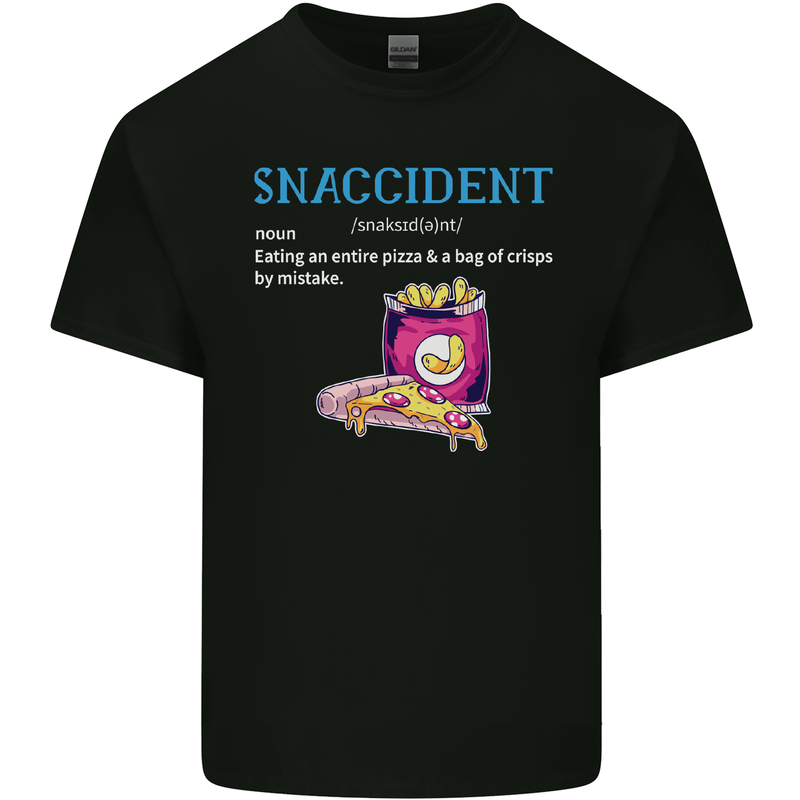 Snaccident Funny Food Pizza Diet Gym Fat Mens Cotton T-Shirt Tee Top Black