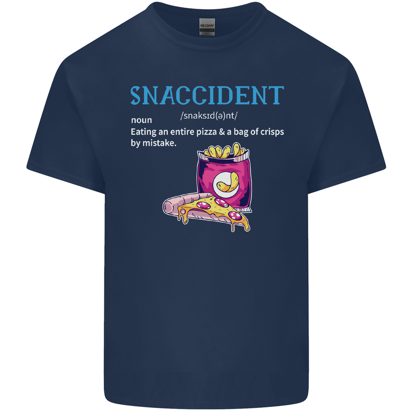 Snaccident Funny Food Pizza Diet Gym Fat Mens Cotton T-Shirt Tee Top Navy Blue