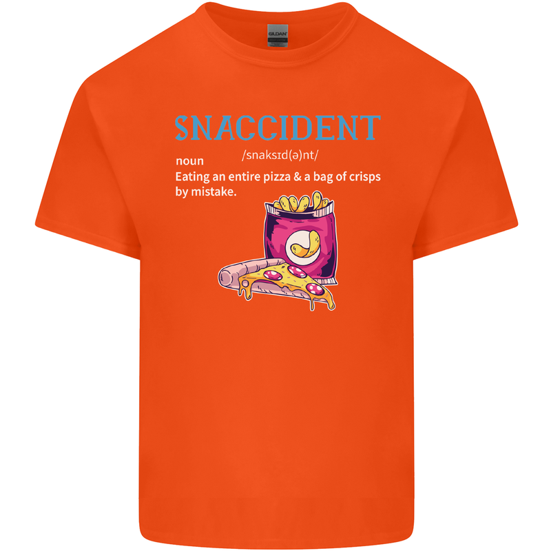 Snaccident Funny Food Pizza Diet Gym Fat Mens Cotton T-Shirt Tee Top Orange