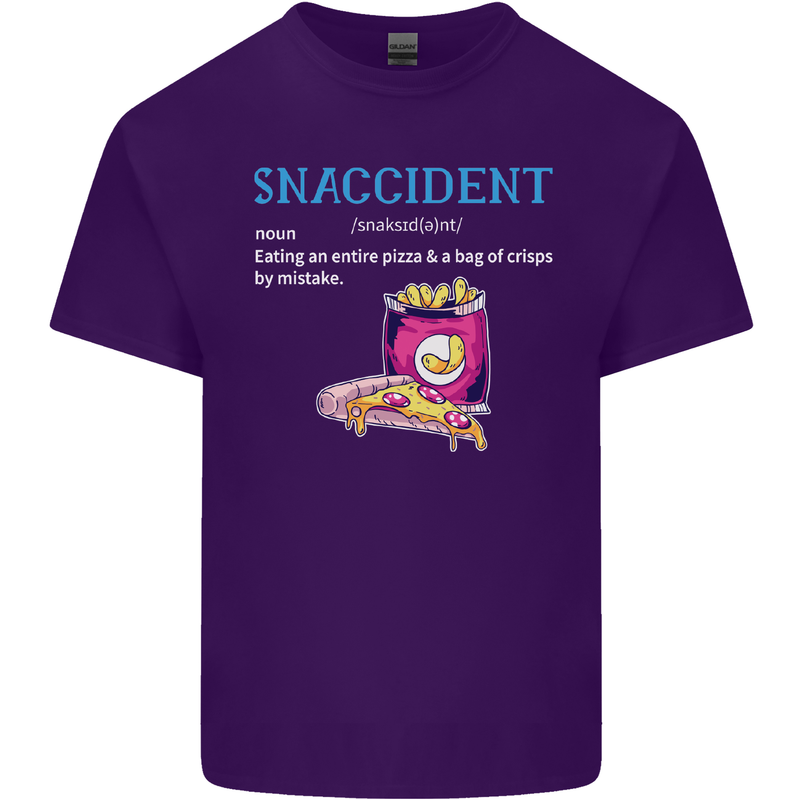 Snaccident Funny Food Pizza Diet Gym Fat Mens Cotton T-Shirt Tee Top Purple