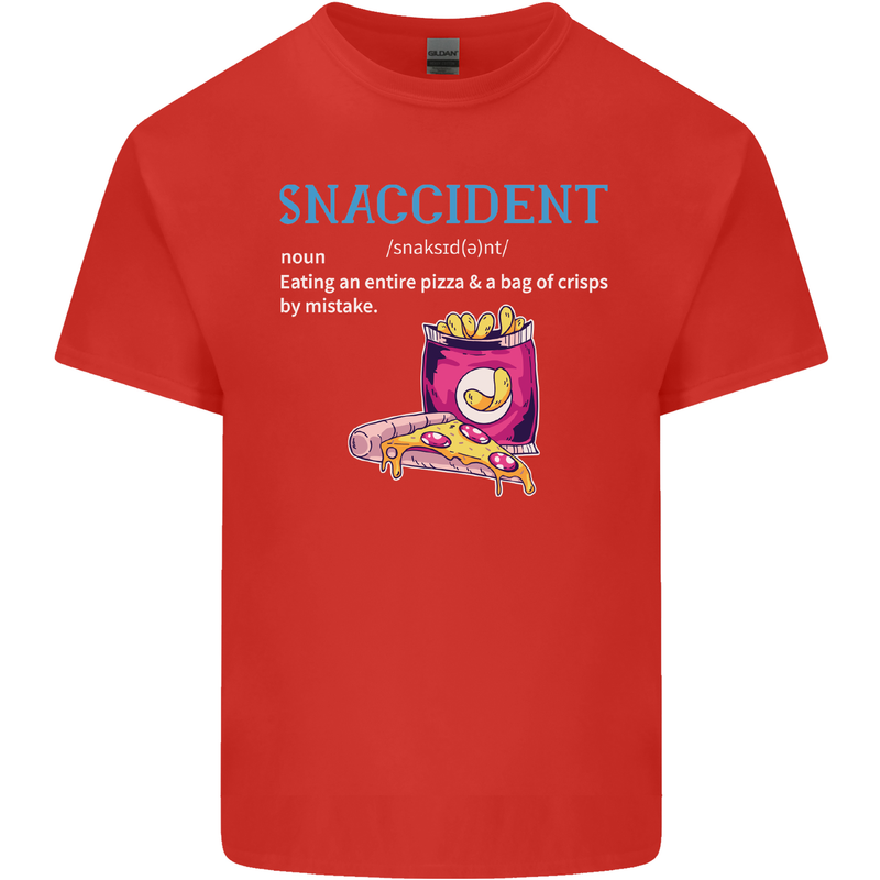 Snaccident Funny Food Pizza Diet Gym Fat Mens Cotton T-Shirt Tee Top Red