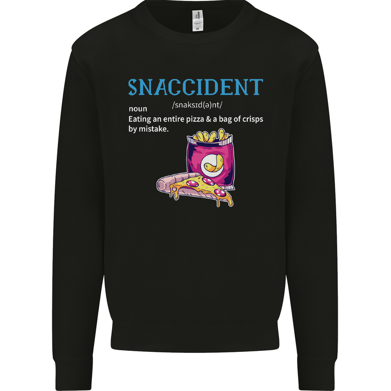 Snaccident Funny Food Pizza Diet Gym Fat Mens Sweatshirt Jumper Black