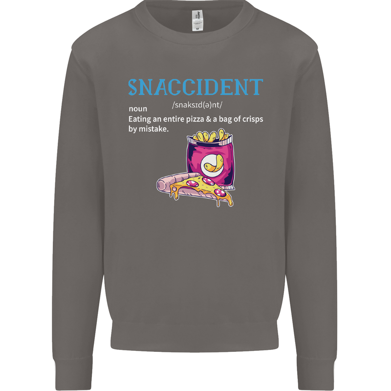 Snaccident Funny Food Pizza Diet Gym Fat Mens Sweatshirt Jumper Charcoal