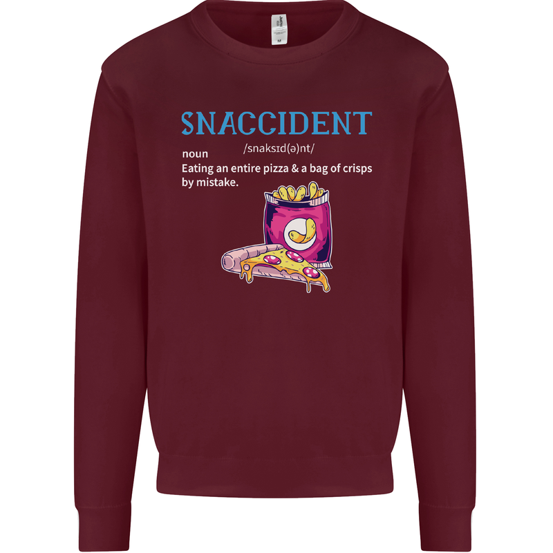 Snaccident Funny Food Pizza Diet Gym Fat Mens Sweatshirt Jumper Maroon
