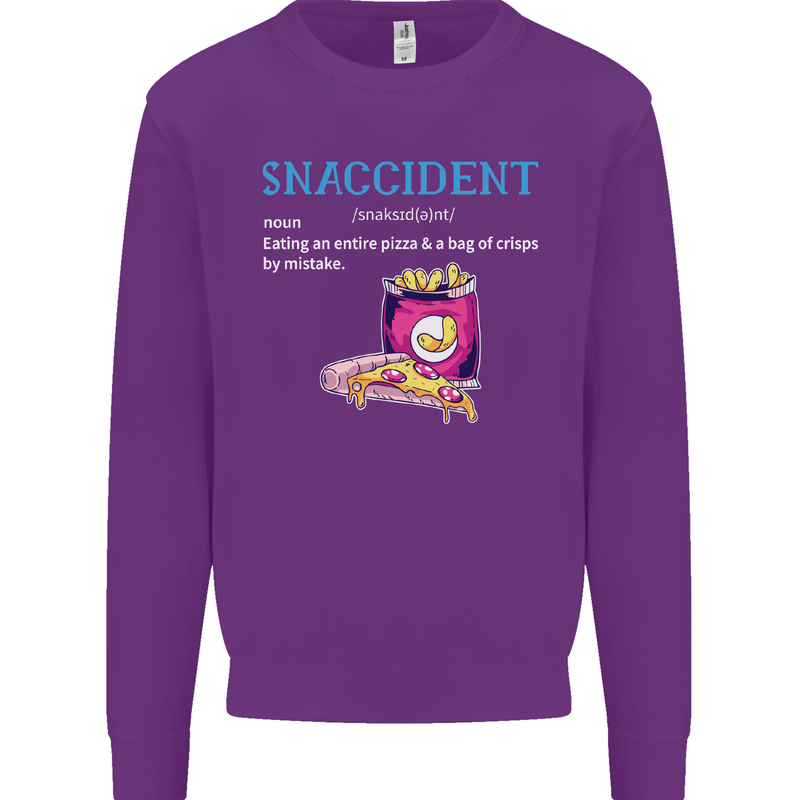 Snaccident Funny Food Pizza Diet Gym Fat Mens Sweatshirt Jumper Purple