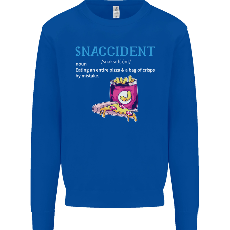 Snaccident Funny Food Pizza Diet Gym Fat Mens Sweatshirt Jumper Royal Blue