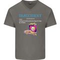 Snaccident Funny Food Pizza Diet Gym Fat Mens V-Neck Cotton T-Shirt Charcoal