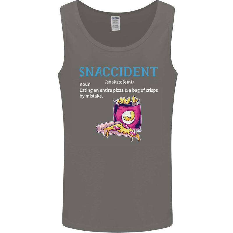 Snaccident Funny Food Pizza Diet Gym Fat Mens Vest Tank Top Charcoal